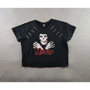 Misfits x Social Collision Top Womens 2 XS / S Black Band Oversized Tee Punk